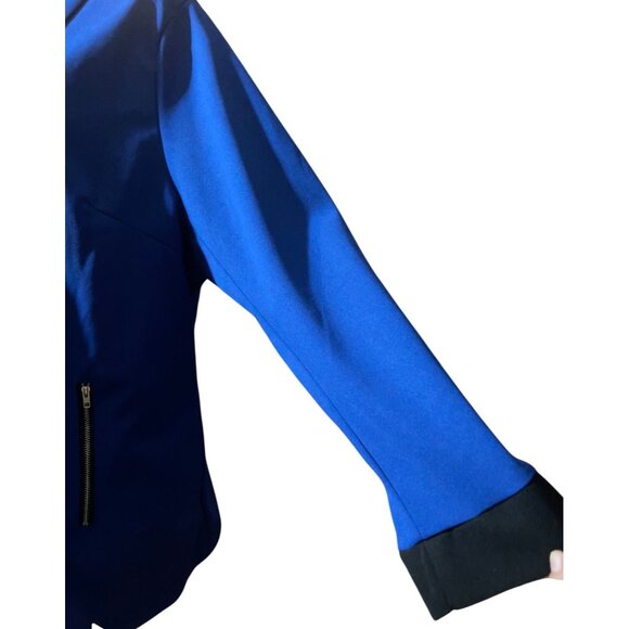 Shein Curve Royal Blue Jacket Open Front Blazer W Zip Simulate Pockets Size 1X - Picture 12 of 12